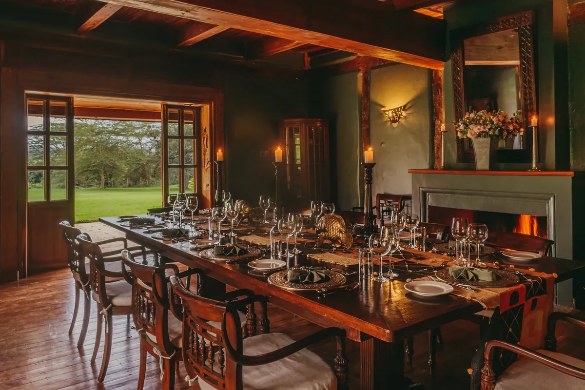 The dining room set for a private retreat