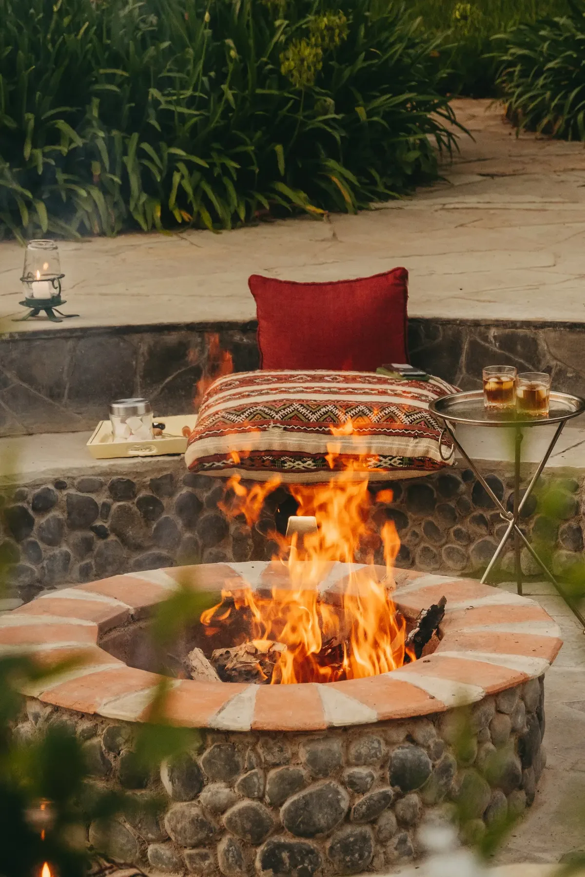 The fire pit at Mukima, sundowner setting